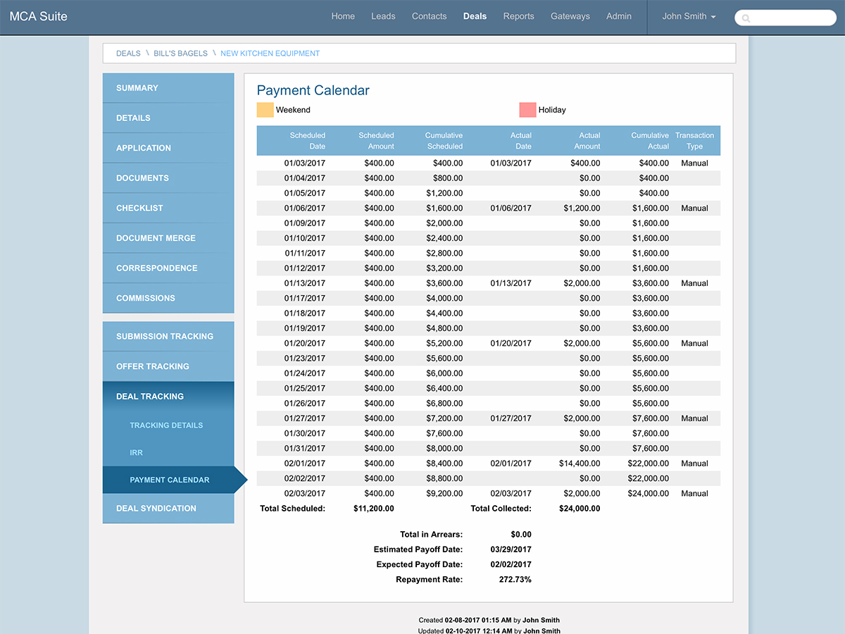 Payment Calendar